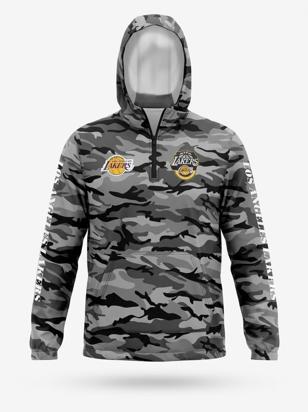 NBA Los Angeles Lakers Gray Camo Rain/Windbreaker Hoodie